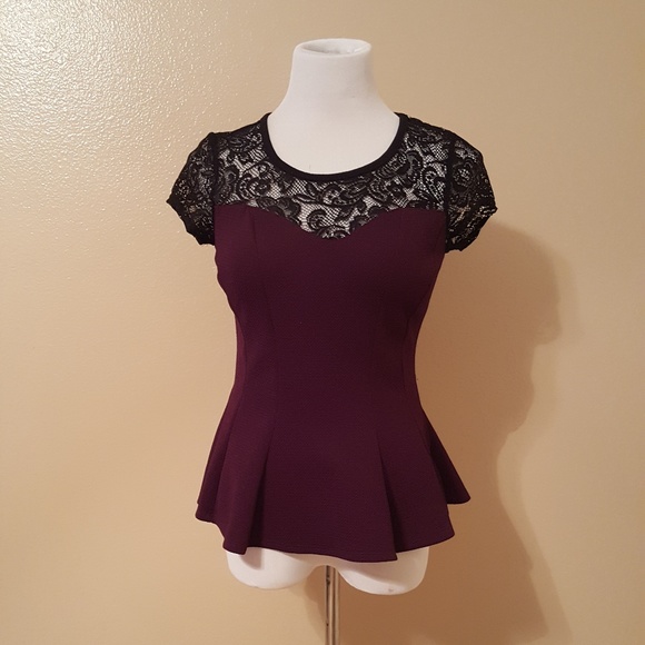 A. Byer Tops - Black lace and purple blouse